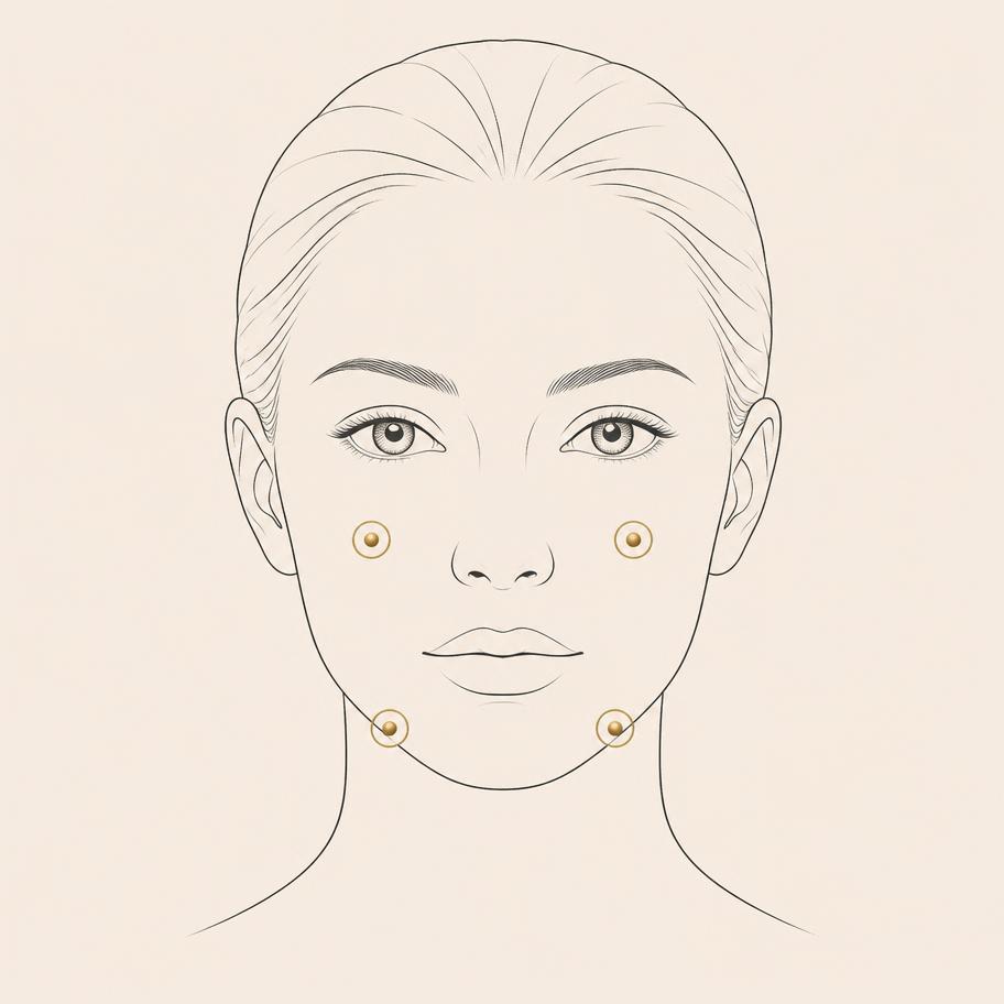 4-Point facial treatment marker diagram